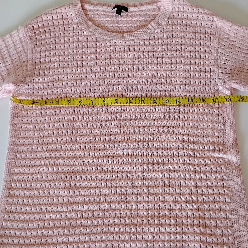 Talbots Cotton Blend Basket Weave Knit 3/4 Sleeve Pastel Pink Sweater Sz Medium - Picture 14 of 17